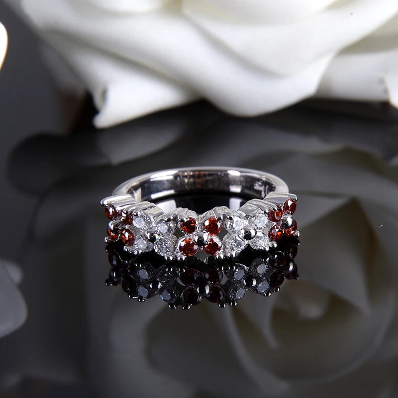 Fine Jewelry Кольцо из стерлингового серебра 925 обручальные кольца набор натуральной природный гранат лаборатории Помолвочные кольца с бриллиантом для Для женщин