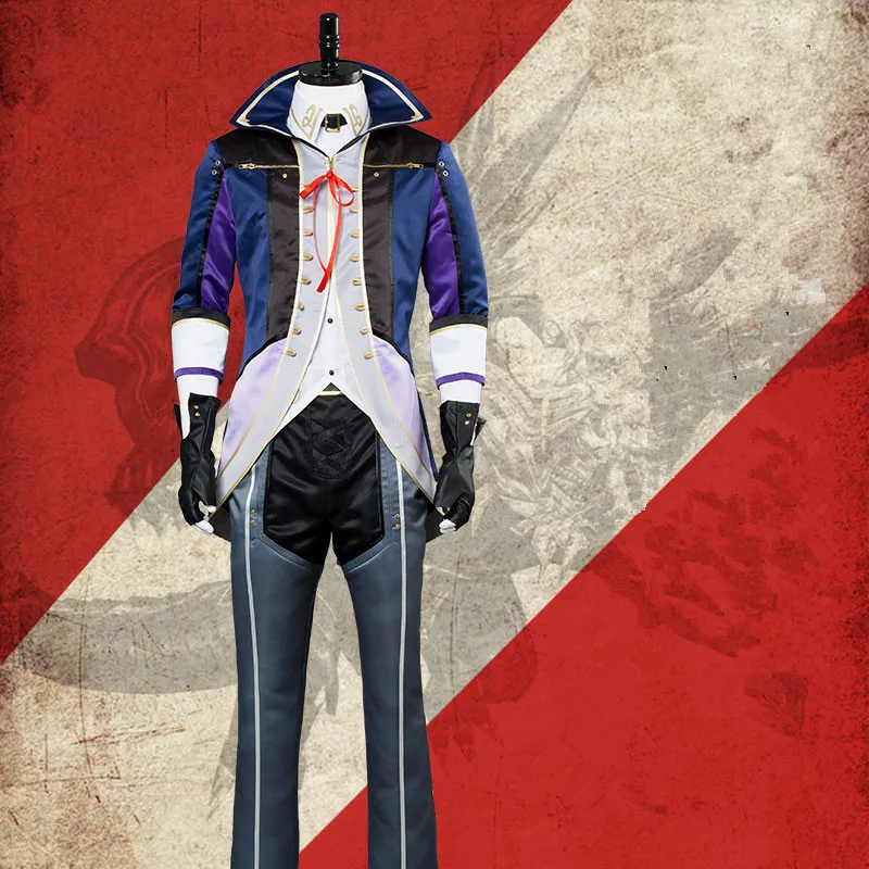 God Eater 2 косплей костюм капитан юлий виконти водолазка синяя куртка брюки ожерелье