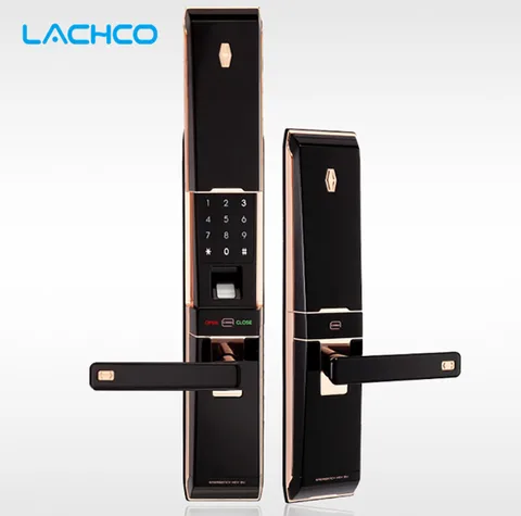 Умный электронный дверной замок LACHCO L16012GB, цифровой замок с сенсорным экраном, дактилоскопическим сенсором, паролем, картой и ключом, с 4 каналами
