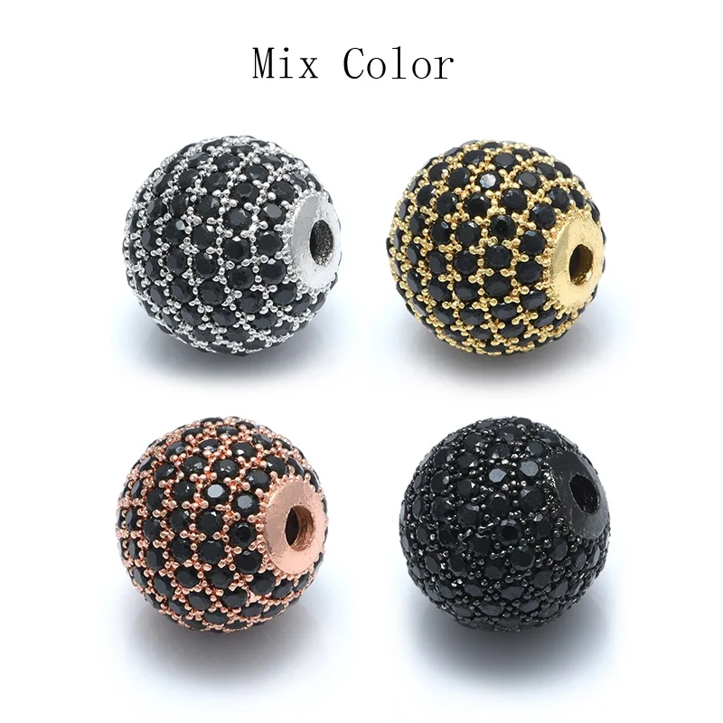 Mix Color 2 4 шт. 8 мм 9 видов стилей круглый, со смешанными цветами украшения из бусин латунь, цирконий шарики для DIY браслет ювелирных изделий - Цвет: Mix Color 2