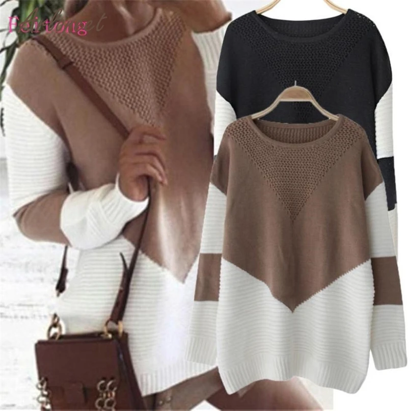 Женский вязаный джемпер с глубоким v образным вырезом повседневный длинным