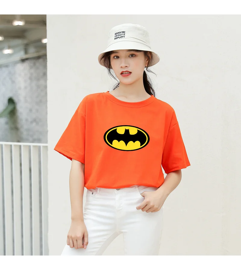 Летние новые женские повседневные футболки с коротким рукавом из хлопка Harajuku Kawaii Batman с принтом из мультфильма Топы уличная футболки tumblr рубашка Femme