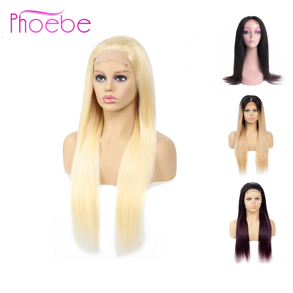 Phoebe 4x4 парики из человеческих волос на фронте шнурка #613 1B/27 1B/99J предварительно