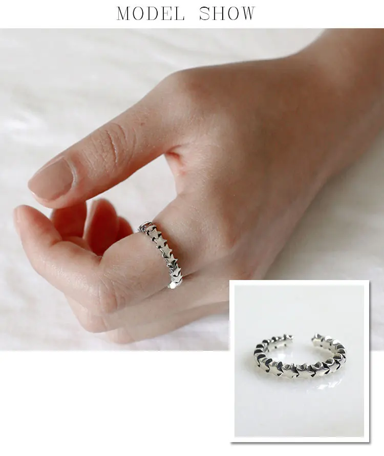 SHANICE, винтажное, 925 пробы, серебряное, Открытое кольцо, звезда, дорожка, элегантное, крест, кольцо, ювелирное изделие для юбилея, регулируемое, в стиле панк