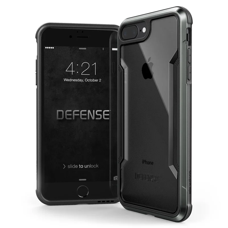 Black X-Doria Defense Shield чехол для телефона чехол для iPhone 7 8 Plus iPhone 7 Plus армированный военный алюминиевый противоударный металлический жесткий чехол - Цвет: Black