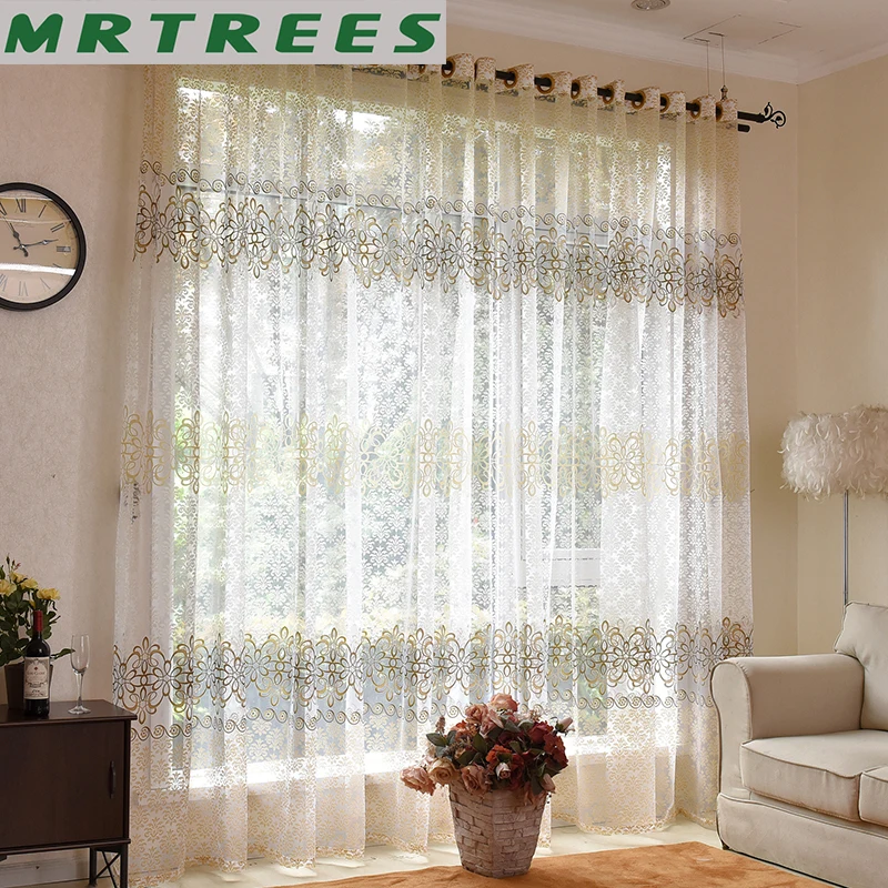 Цветочные современные тюлевые занавески MRTREES для спальни гостиной кухни тонкие