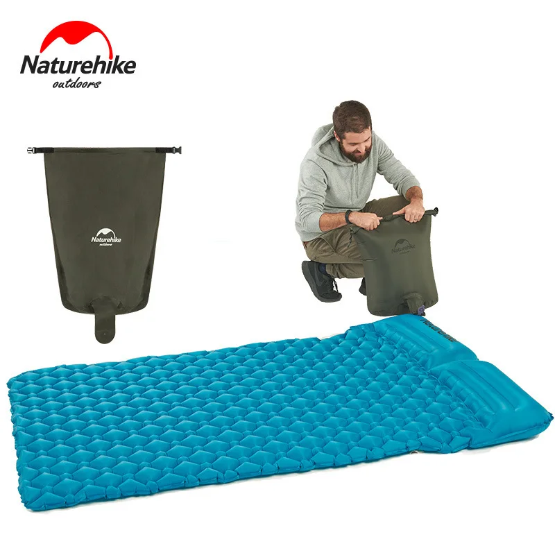 

Naturehike Inflatable Mattress With Two Pillows For Double Outdoor Camping Mat Tent Beach Folding Camp Bed 185*115*5cm