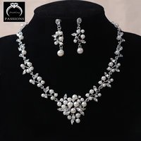 hot sale pearl bridal jewelry set big prom party accessories pearl necklace earrings set for brides women wedding jewelry sets