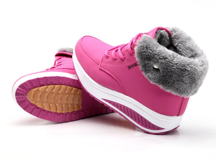 Winter snow boots women sneakers new fashion solid lace-up warm ankle boots women shoes wedges casual shoes woman