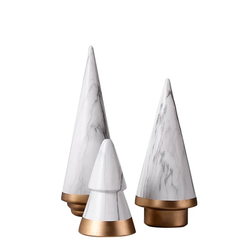 Creative light luxury Christmas tree ornaments marbled ceramics simple living room desktop home decorations | Дом и сад