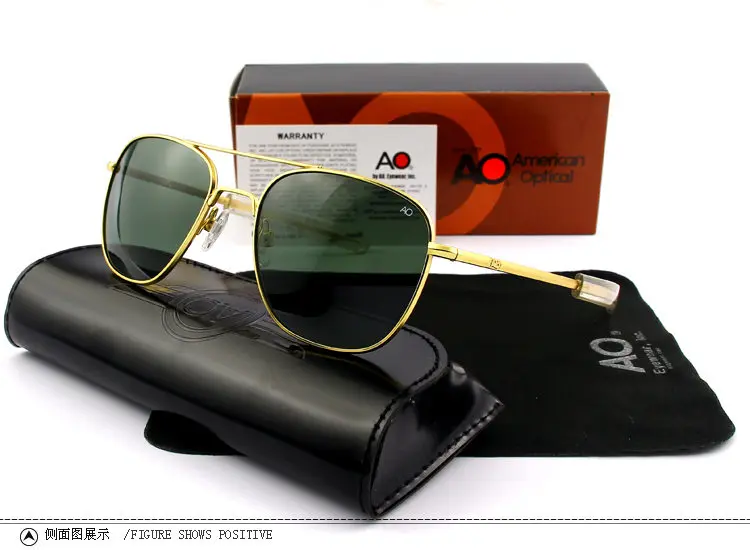 c2-gold-green-B AO авиационные солнцезащитные очки es мужские wo мужские ретро дизайнерские с оригинальной коробкой американские Оптические солнцезащитные очки для вождения - Цвет линз: c2-gold-green-B