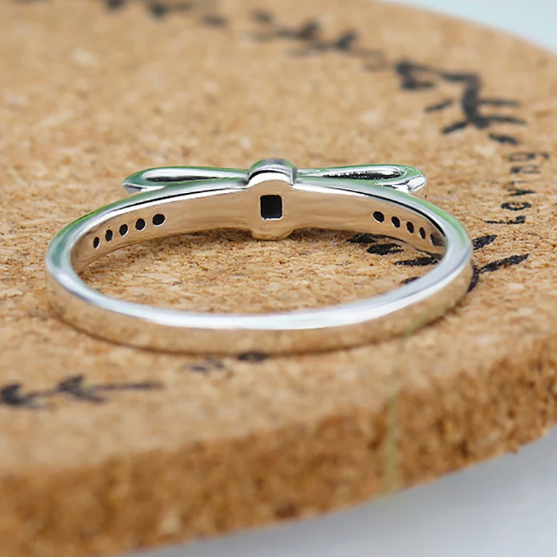 Оптовая продажа подлинные брендовые кольца серебряного цвета с бантиком