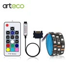 Светодиодная лента RGB 5050 для ПК, чехол для компьютера, интерфейс SATA питания + беспроводной пульт дистанционного управления RF с 17 кнопками, 1 м, 1,5 м, 2 м, 60 светодиодовм