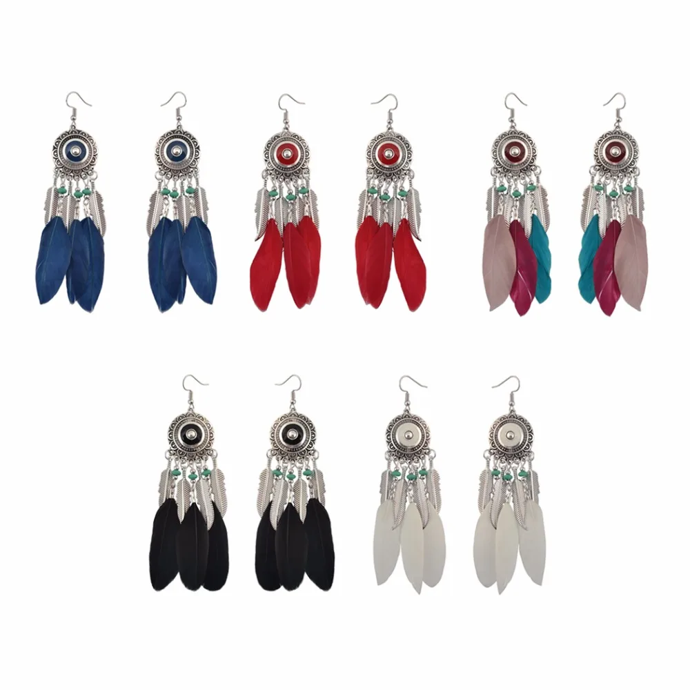 

5 Colors Fashion Boho Long Feather Drop Earrings Gold Tassel Party Dangle Earrings For Women Charm jewelry Gift