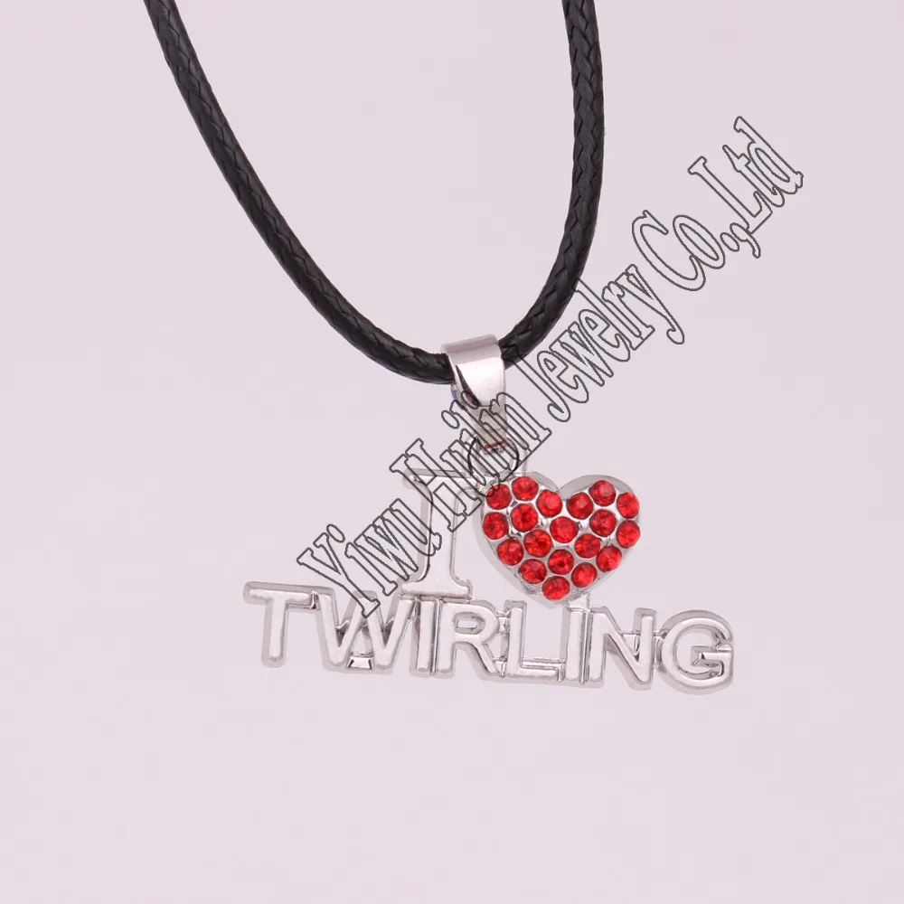 Сплав цинка усеяна сверкающими кристаллами Я ЛЮБЛЮ КРУТИТЬ ожерелье веревку