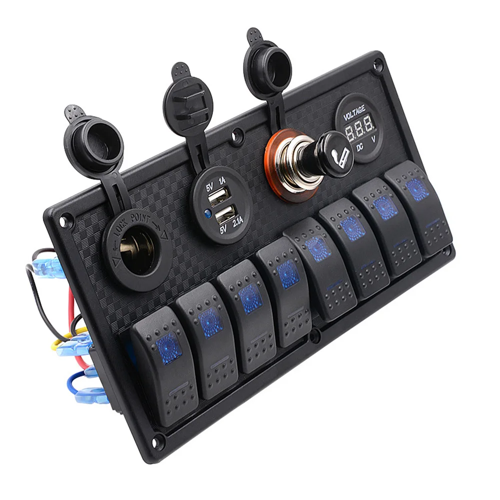 12/24 V 8 панель блока переключателей выключатель вольтметр USB светодиодный для
