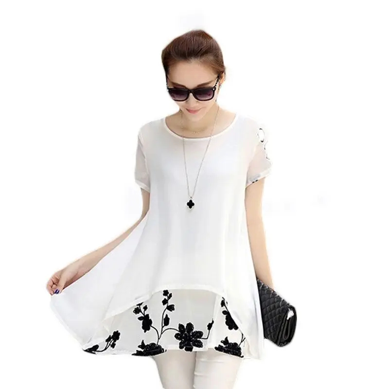 

Women Blouses Summer Casual Clothing 2015 New Arrival Korean Style Plus Size Ladies Chiffon Shirt Print Loose Tops blusas C104