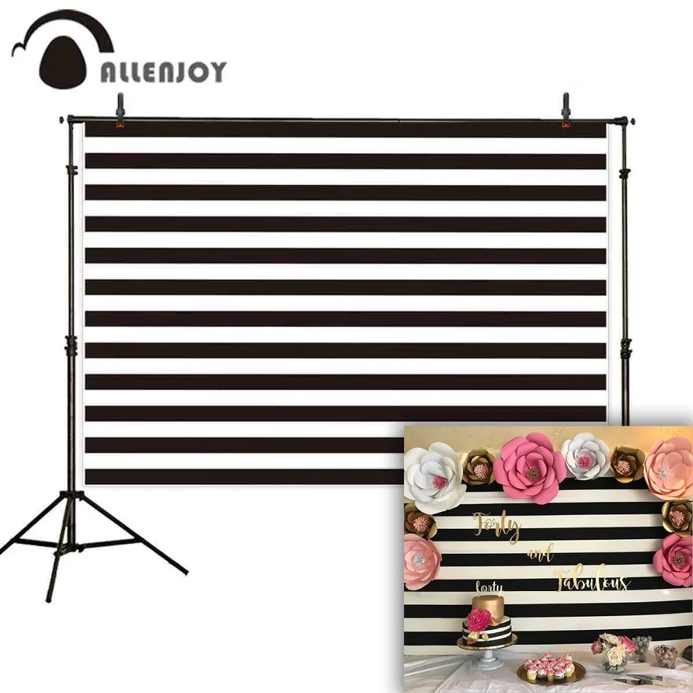 

Allenjoy фон для фотосъемки черно-белые полосы портретная скатерть украшение для вечеринки фотостудия высокое качество фон