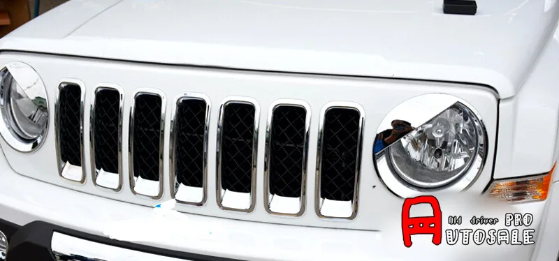 Накладка на переднюю фару Jeep Patriot 2011 2012 2013 2014 2015 2 шт.|Хромирование| |
