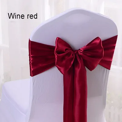 Wine Red 50 шт. 16*275 см Атласный Галстук-бабочка для украшения стула банкета отеля свадьбы вечеринки - Цвет: Wine Red