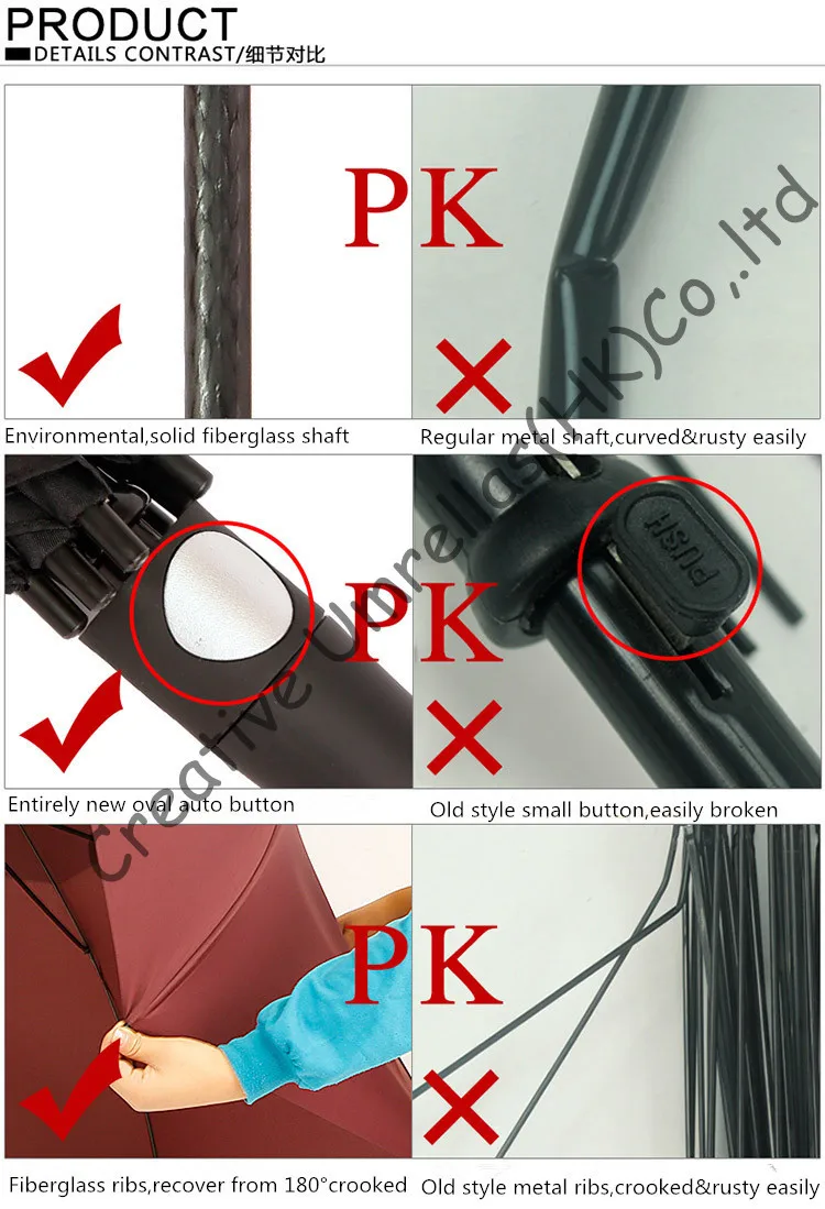Thuderproof антистатические прямые Гольф Зонты 14 мм Стекловолоконный вал и 5 0