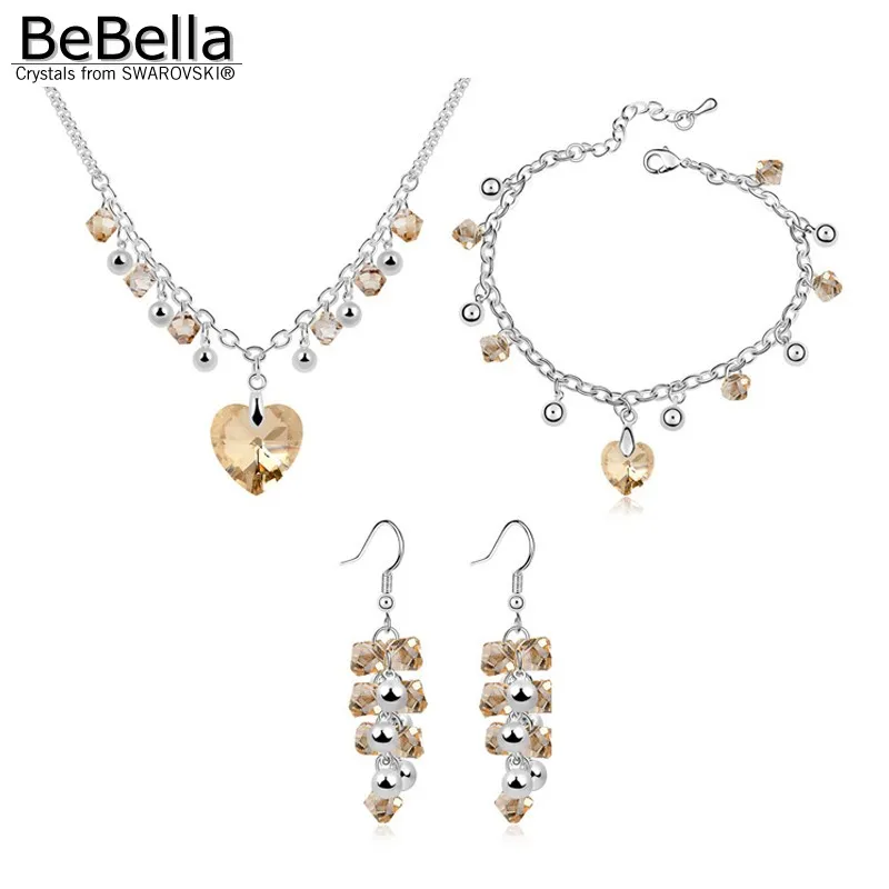 BeBella Свадебные Ювелирные наборы кристалл комплект ожерелья с подвеской в форме