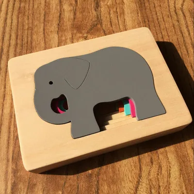 D Детские деревянные игрушки для детей мультяшное животное 3D головоломка многослойная головоломка Пазлы детские игрушки Раннее развитие детей Развивающие игрушки Кирпичи - Цвет: D