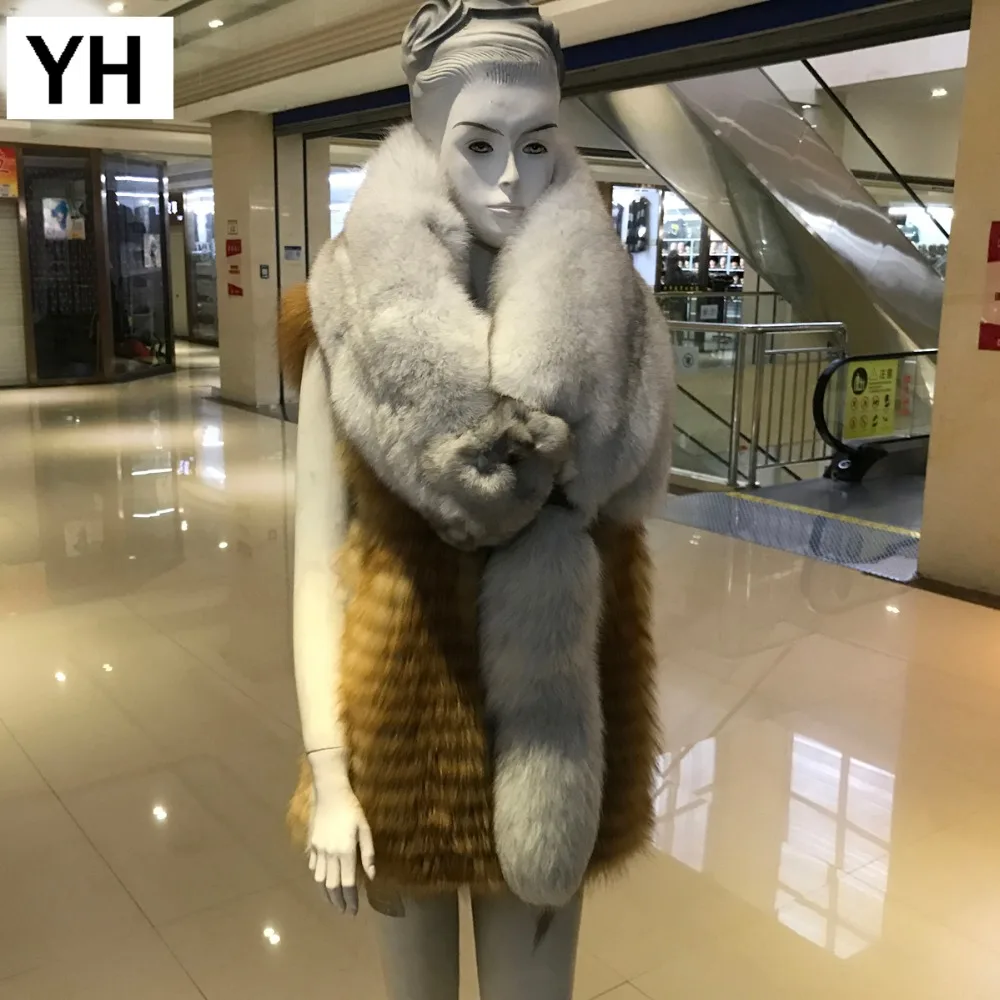 Новинка Лидер продаж Из натурального Лисьего меха женские зимние шарфы с