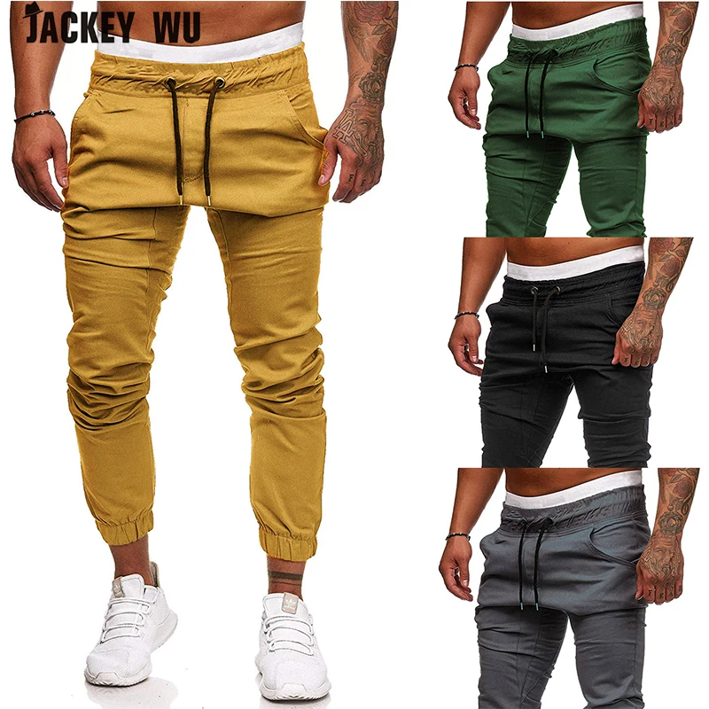 Бренд JACKEYWU мужские брюки 2019 модные с эластичной резинкой на талии для бега