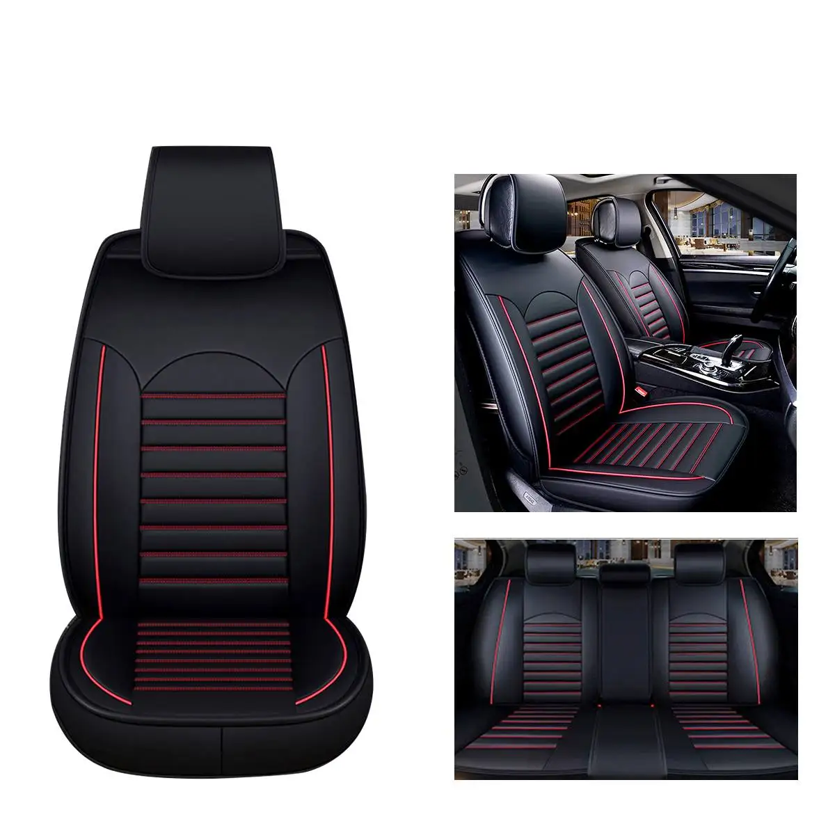 BlackRed 1 шт. водонепроницаемый чехол для сиденья автомобиля Универсальный l кожа авто передний протектор подушки сиденья коврик подходит для большинства автомобильных аксессуаров интерьера - Название цвета: BlackRed