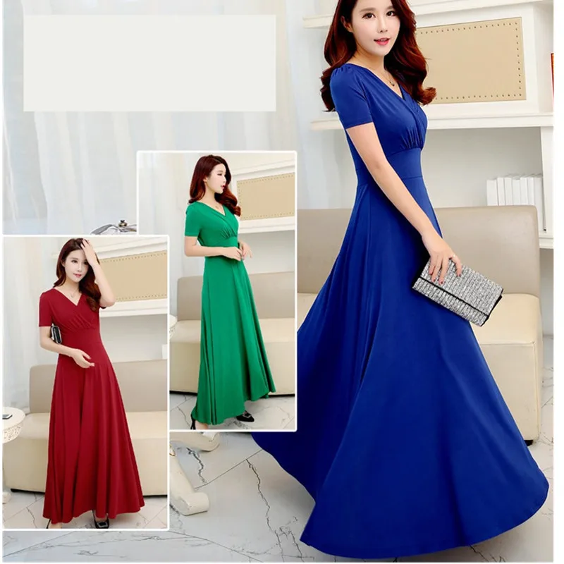 Новинка лета 2020 женское длинное платье с V образным вырезом модное повседневное
