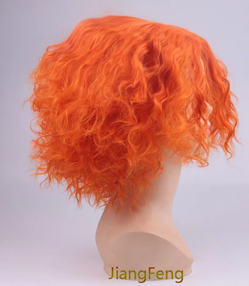 Movie Alice in Wonderland 2 Mad Hatter Cosplay Wigs Tarrant Hightopp Orange Short Heat Resistant Synthetic Hair Wig + Cap |
