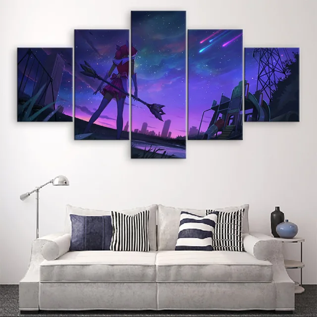 5 Panel Wall Art Pictures Star Guardian Canvas Painting Modern Printed League of Legends Home Decor Game Poster Artwork Cuadros | Дом и сад