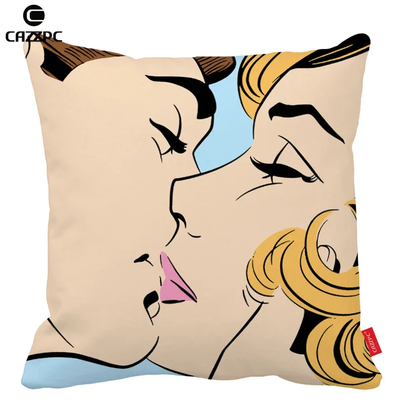 Наволочка для декоративной подушки "Красный поцелуй любви" в стиле ретро поп-арт с качественной печатью на заказ, украшение для дома.