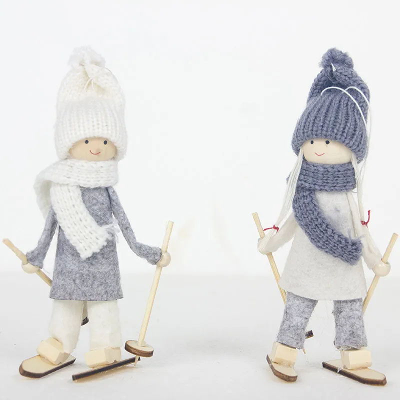 1 шт. Милая Рождественская мини Лыжная кукла подвеска елка для рождественской