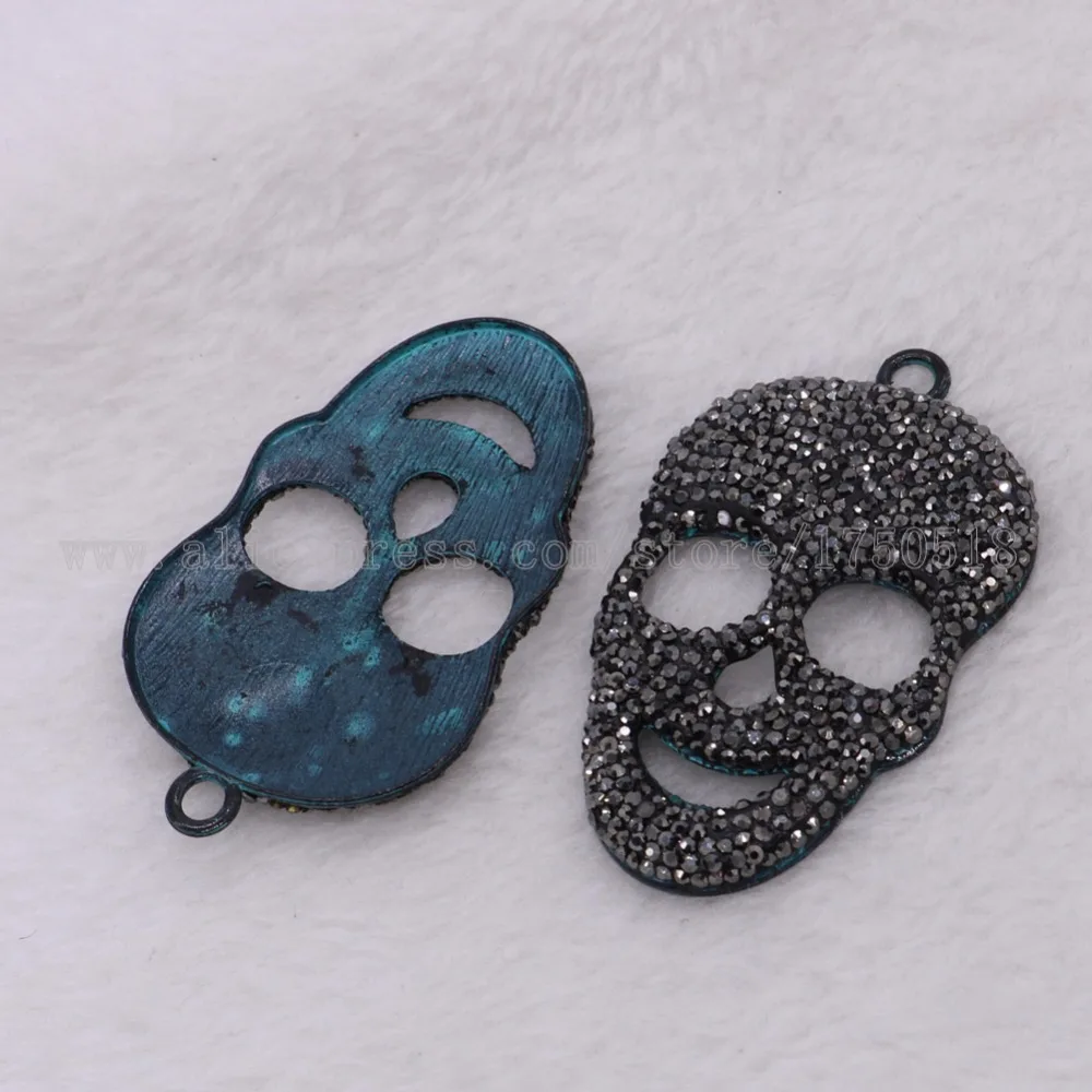 Модный кулон в виде черепа со стразами темного цвета ручная работа ювелирный