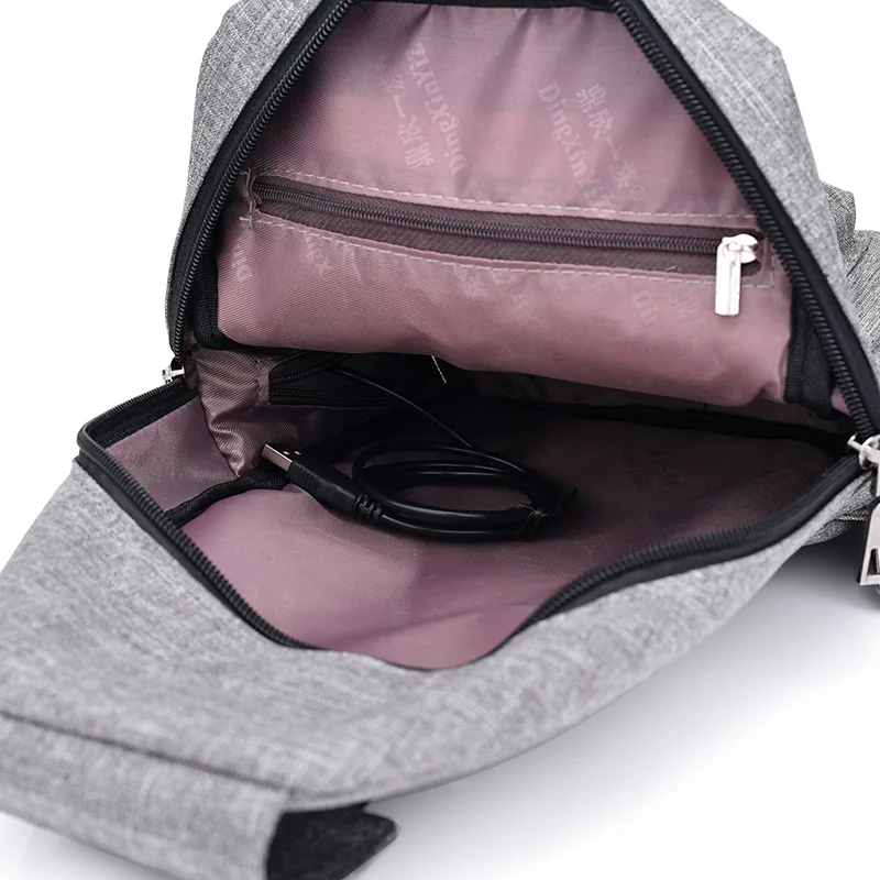 

Men Women Chest Bags Casual Crossbody Bags Soft Men USB Charging Handbag Multi functional Unisex Chest Bags With Slit Pocket