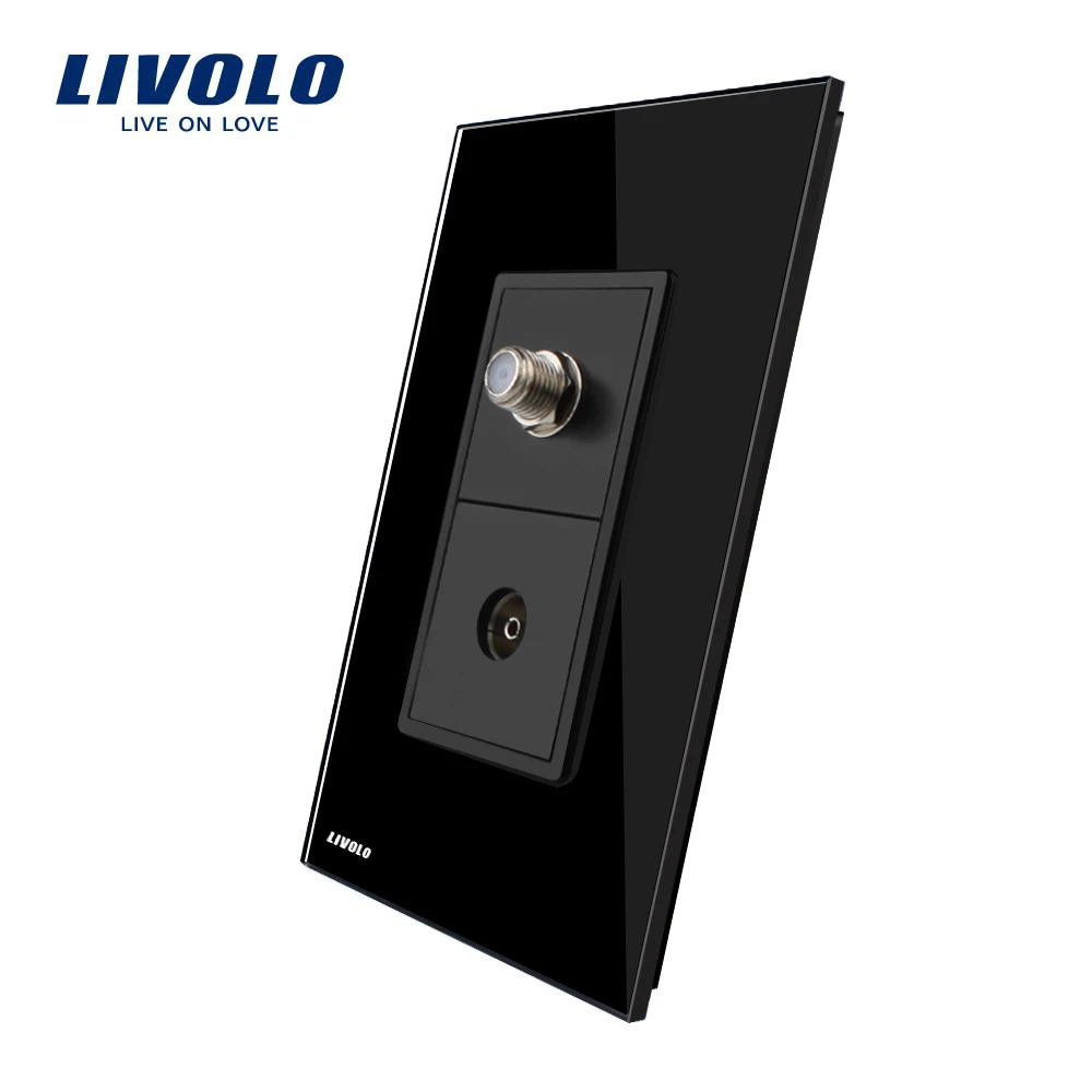 Livolo US/AU стандартный роскошный ТВ и SATV розетка с белым жемчугом хрустального