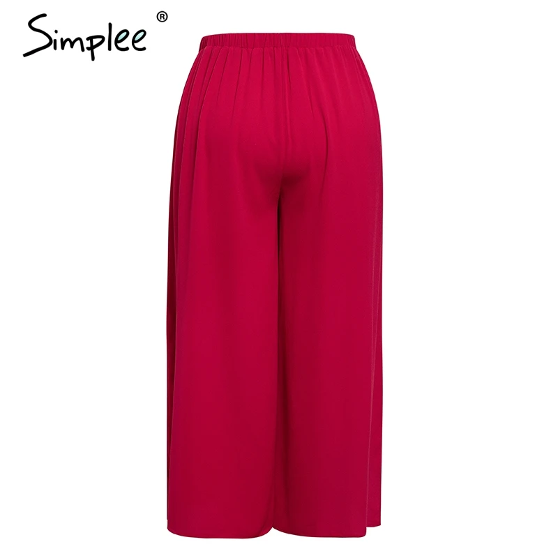 Женские брюки с широкими штанинами Simplee повседневные высокой талией и разрезом