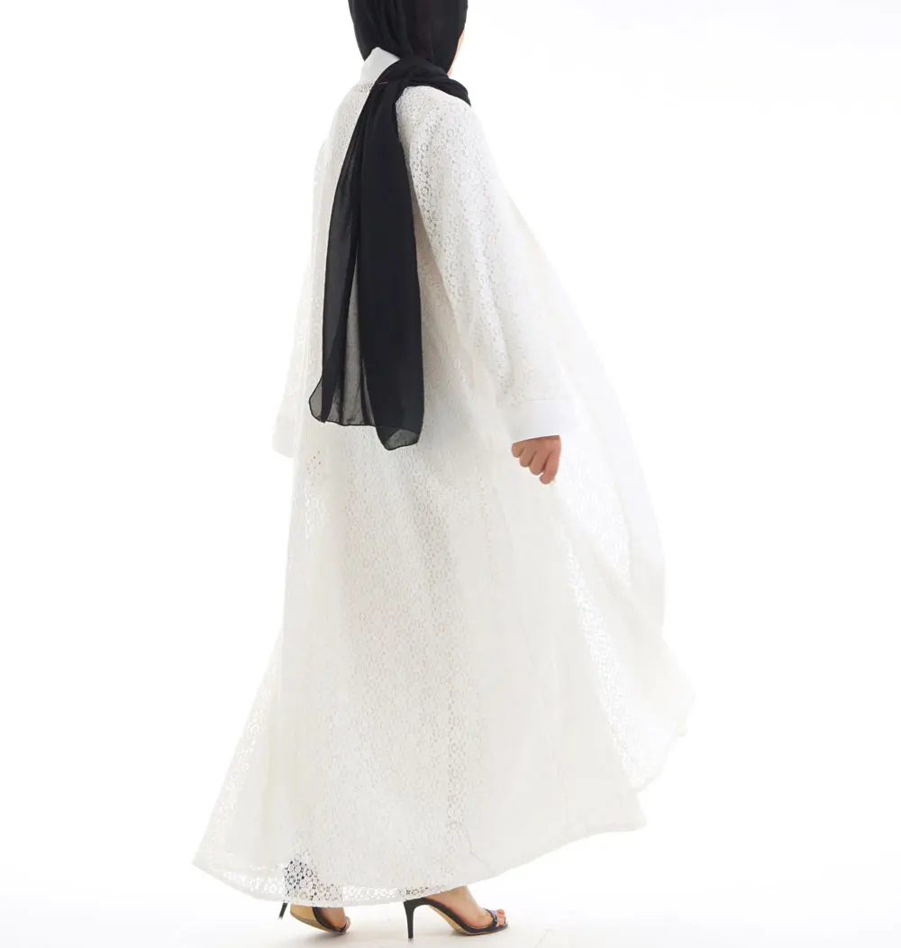 Белое хлопковое кружевное мусульманское платье абайя исламские женщины