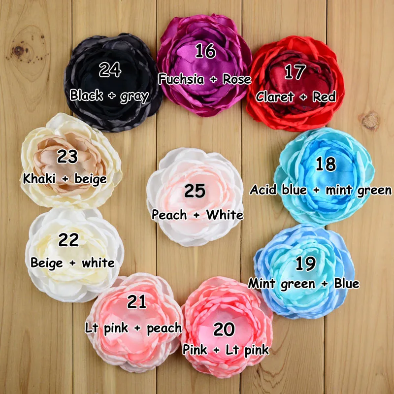 100 шт./лот для девочек цветы волос рождественские подарки 25 цветов 95 мм ткань