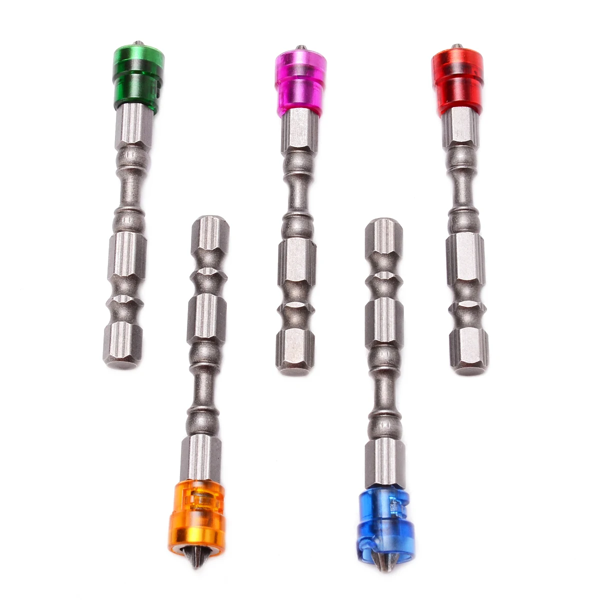 5Pcs Magnetic Screwdriver Bit Anti-Slip Electric Hex Magnetic Screwdriver S2 PH2 Single Head Bit Tool 1/4" Hex Shank Power Tools