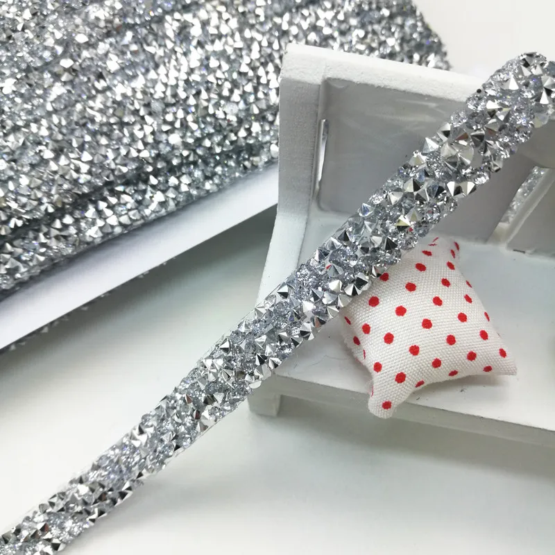 BlingBling AB rhienstone сетка отделка стразами цепь окантовка Кристалл Свадебная аппликация платья ремесла 10 мм ширина - Цвет: crystal