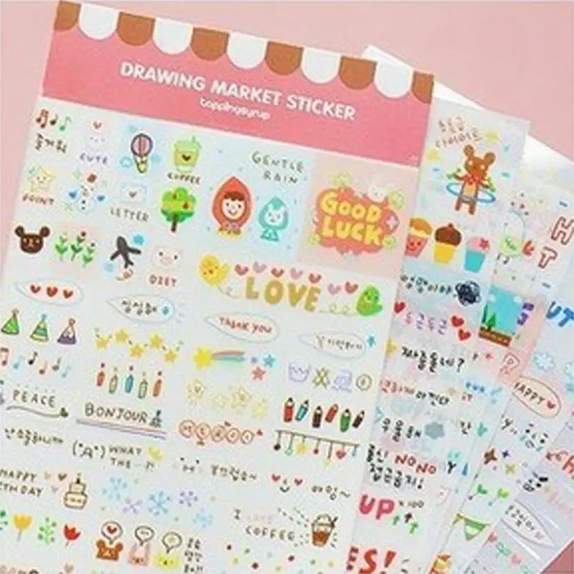 Наклейки организуются 6 листов в упаковке Скрапбукинг милый Kawaii корейский