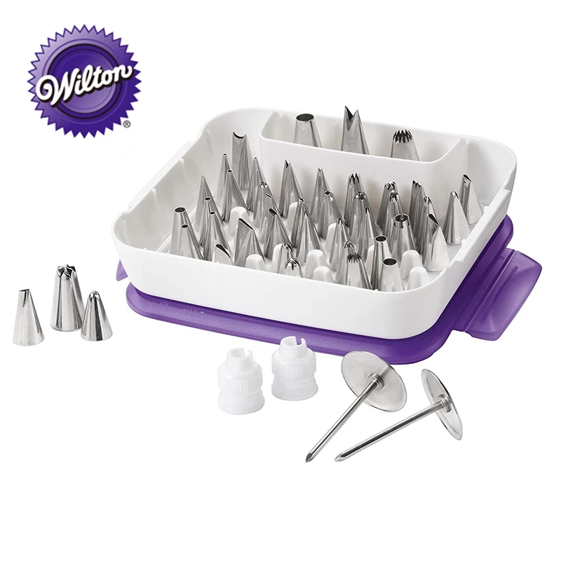 Wilton Master Decorating Piping Tip Set-набор для украшения торта с 55 наконечниками для глазури, 2 муфты, 2 цветка для ногтей