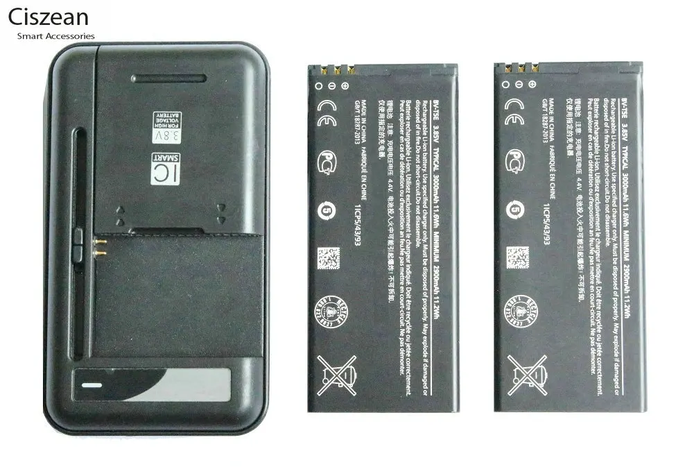 2x3000mAh BV T5E / BVT5E запасная батарея + универсальное зарядное устройство для Microsoft Lumia