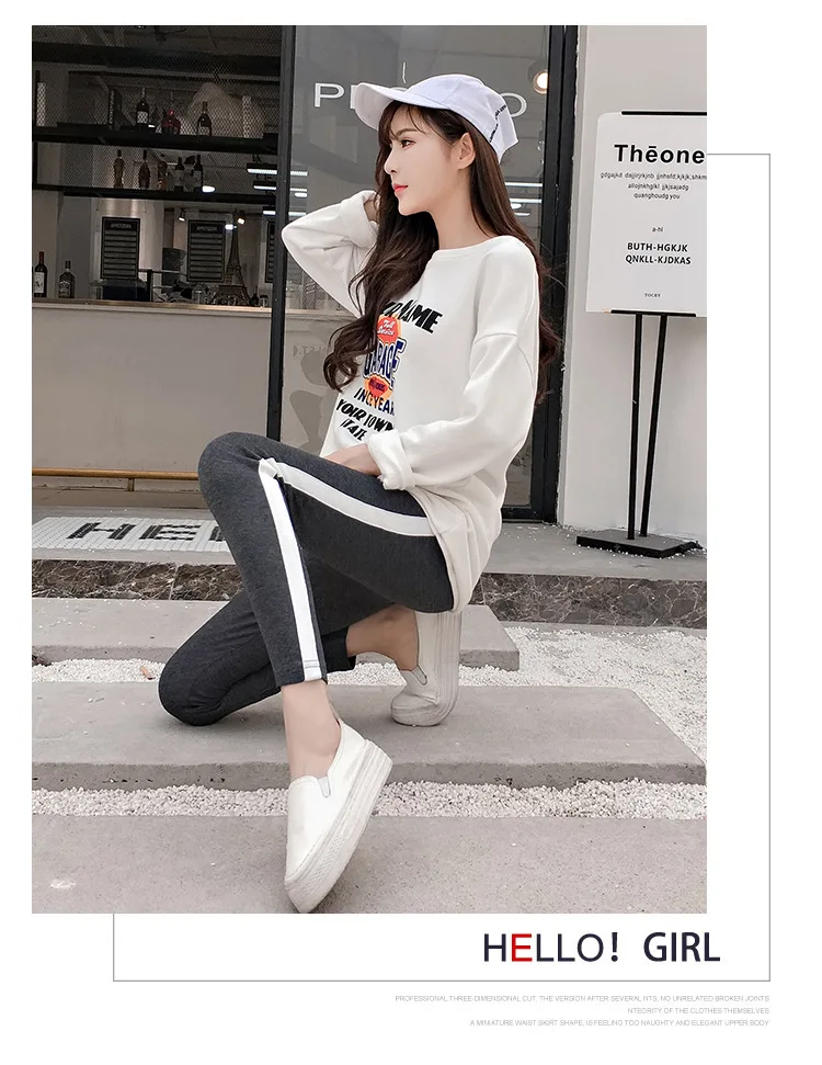 Maternity Legging Stripe Casual Elastic Waist Belly Sports Legging Clothes for Pregnant Cotton Women Pregnancy Pencil Pants