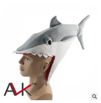A Акула Плюшевые шляпа новинка аквариум Акула плюша Кепки Косплэй Hat Хэллоуин Кепки для взрослых - Цвет: A