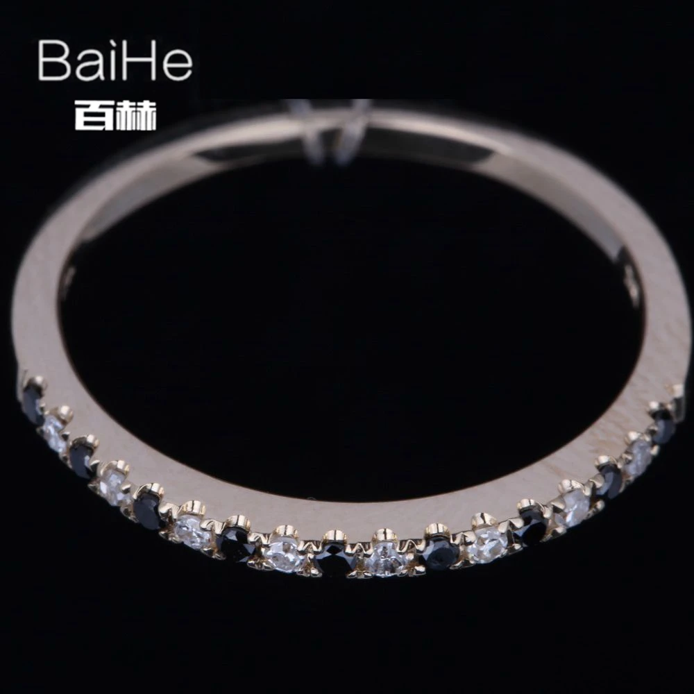 BAIHE однотонное 10K желтое золото 0.20ct круглые H/SI натуральные бриллианты черные