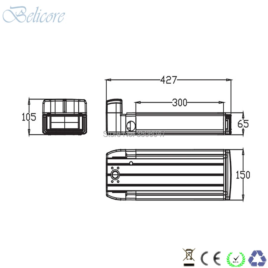 

free shipping electric bike li-ion battery 48v 10ah 10.4ah 11.6ah 12.8ah 13ah 13.6ah 14ah rear rack style cargo tricycle battery